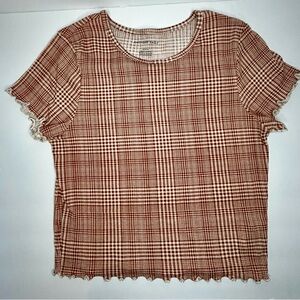American Eagle Outfitters Women’s Brown And White T-shirt